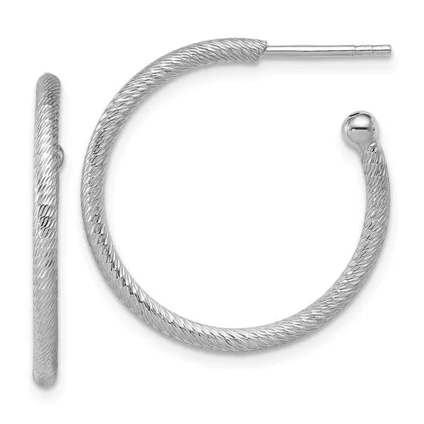 Leslie's SS RH-plated Diamond-cut 25x2mm Post C-Hoop Earrings G.G. Gems, Inc. Scottsdale, AZ