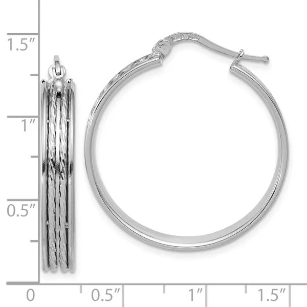 Leslie's SS RH-plated Polished ahd D/C 31x5mm Round Hoop Earrings Image 4 Grayson & Co. Jewelers Iron Mountain, MI