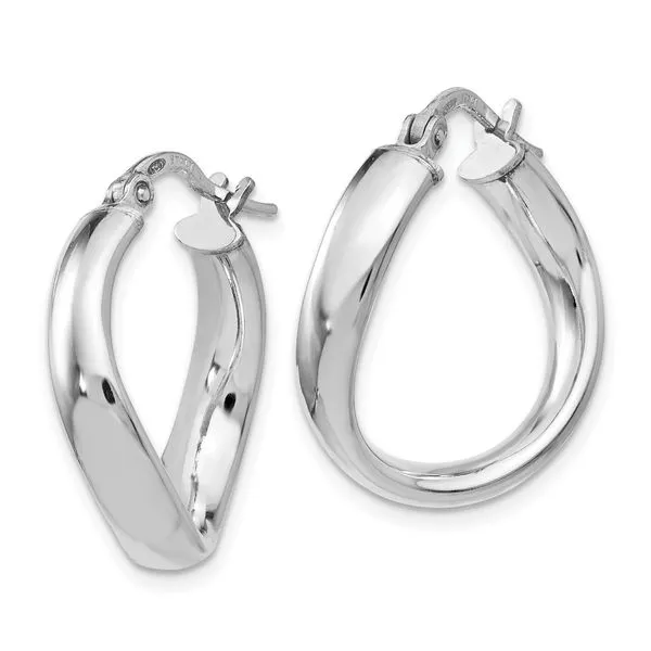 Leslie's Sterling Silver Polished Twisted Hoop Earrings Image 2 Fairfield Center Jewelers Fairfield, CT