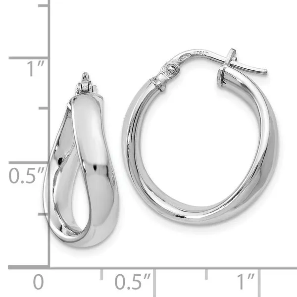 Leslie's Sterling Silver Polished Twisted Hoop Earrings Image 4 Fairfield Center Jewelers Fairfield, CT