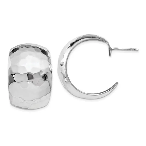 Leslie's Sterling Silver Polished Hammered Post Earrings McChristy Jewelers Columbus, NE