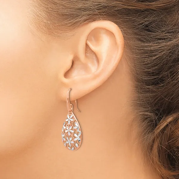 Gold-Tone Sterling Silver Polished Textured Earrings Image 3 Diamond Design Jewelers Somerset, KY