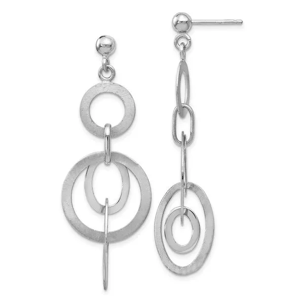 Leslie's Sterling Silver Rhodium-plated Polished and Brushed Dangle Earring McChristy Jewelers Columbus, NE