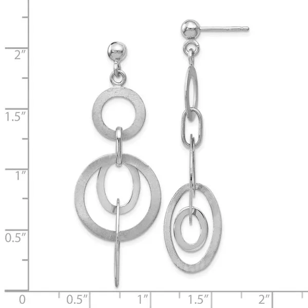 Leslie's Sterling Silver Rhodium-plated Polished and Brushed Dangle Earring Image 4 McChristy Jewelers Columbus, NE