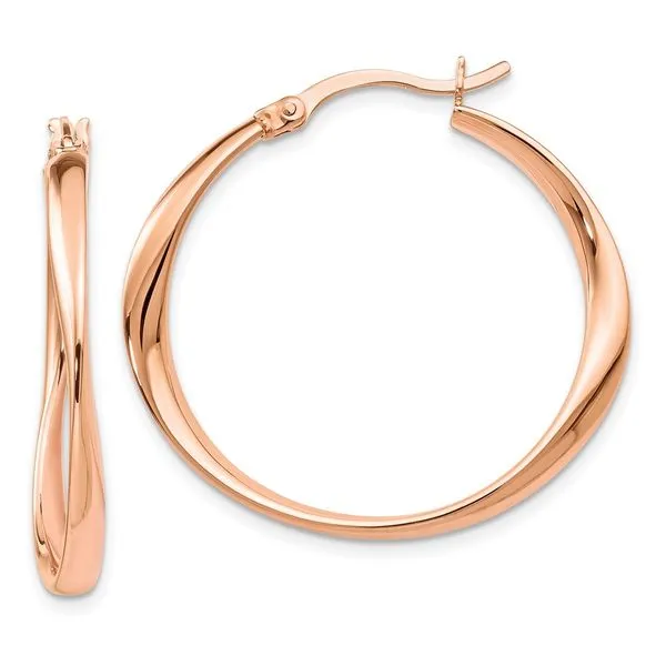 Leslie's Sterling Silver Rose Gold-plated Polished Hoop Earrings McChristy Jewelers Columbus, NE
