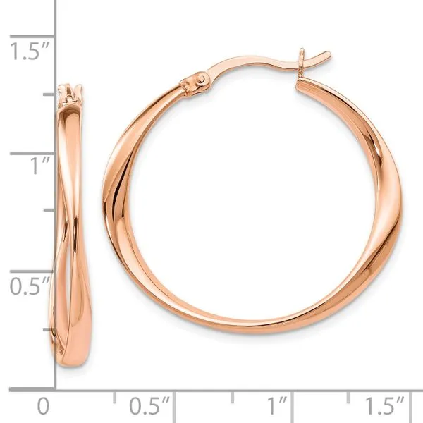 Leslie's Sterling Silver Rose Gold-plated Polished Hoop Earrings Image 4 McChristy Jewelers Columbus, NE
