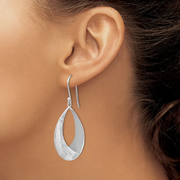 Sterling Silver Polished Textured Dangle Earrings Image 3 Diamond Design Jewelers Somerset, KY