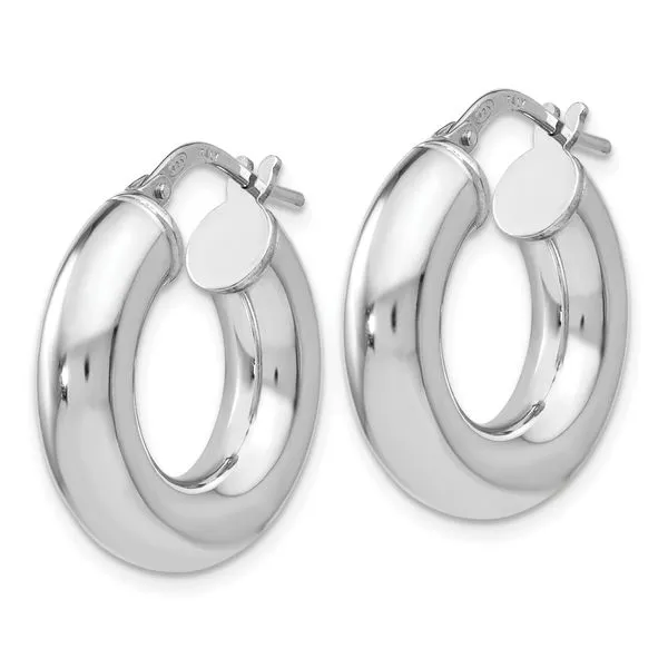 Leslie's Sterling Silver Polished Hoop Earrings Image 2 Tidwells of Greenwood Greenwood, SC