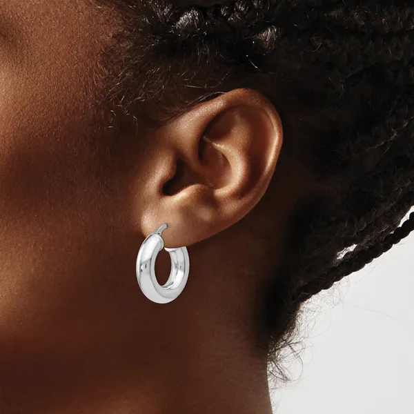 Leslie's Sterling Silver Polished Hoop Earrings Image 3 Tidwells of Greenwood Greenwood, SC