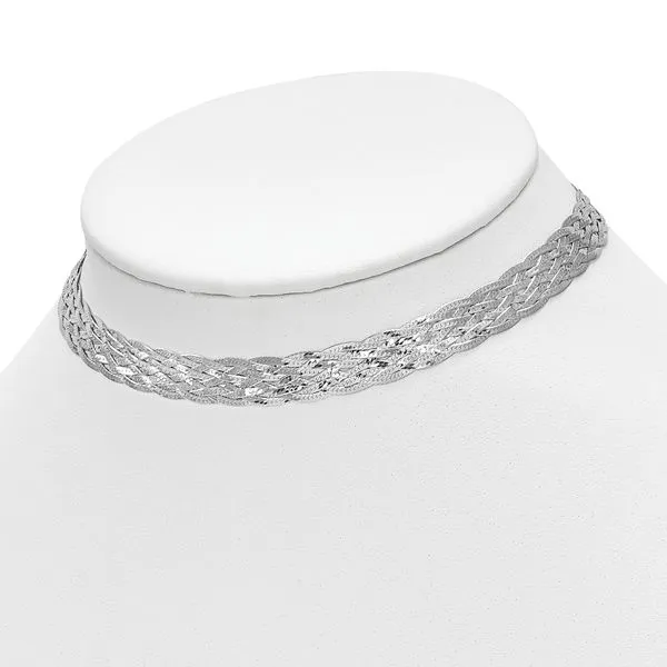 Leslie's Sterling Silver RH-plate Polished w/4 in ext. Choker Necklace Image 3 Spencer's Jewelers Athens, GA