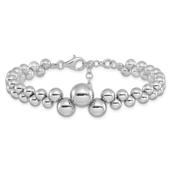 Leslie's Sterling Silver Polished Beaded w/1.5in ext. Bracelet Image 3 Spencer's Jewelers Athens, GA