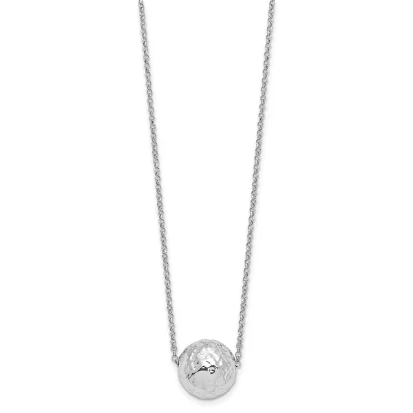 Leslie's Sterling Silver RH-plat Polish/Hammered w/2in ext. Necklace Image 2 Spencer's Jewelers Athens, GA