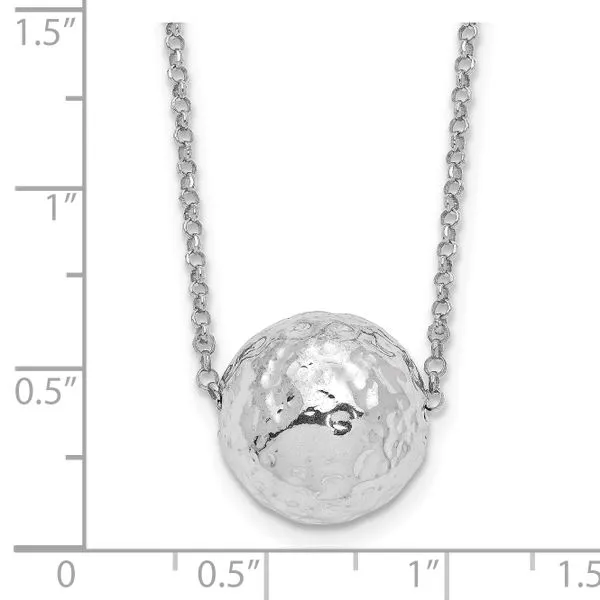Leslie's Sterling Silver RH-plat Polish/Hammered w/2in ext. Necklace Image 4 Spencer's Jewelers Athens, GA
