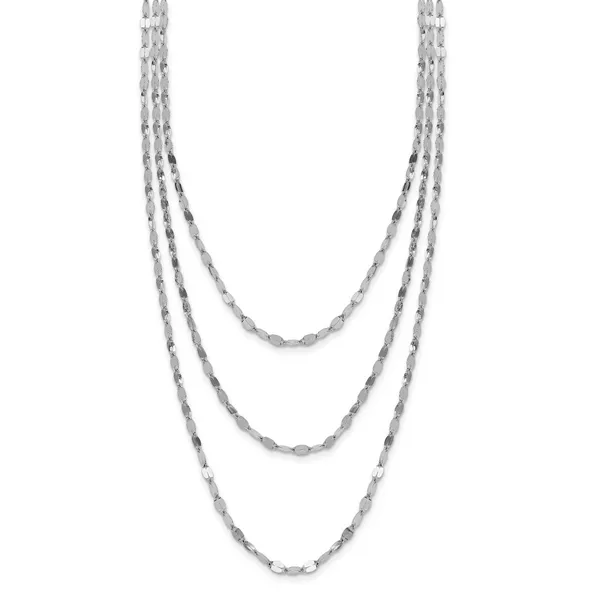 Leslie's Sterling Silver Rhodium-plated Polished Multi-strand Necklace Image 3 Atlanta West Jewelry Douglasville, GA