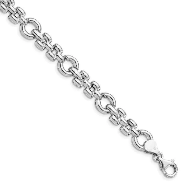 Leslie's Sterling Silver Rhodium-plated Polished Link Bracelet Jimmy Smith Jewelers Decatur, AL