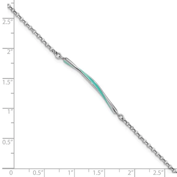 Leslie's Sterling Silver Rhodium-pl Aqua Enamel w/ .75in ext. Bracelet Image 4 Mitchell's Jewelry Norman, OK