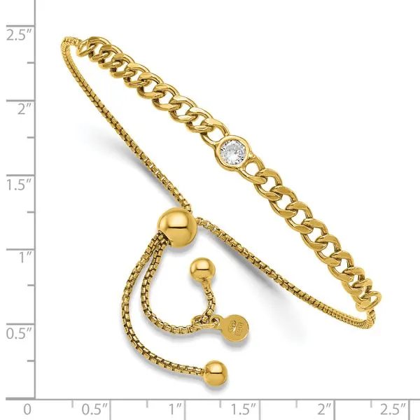 Leslie's Sterling Silver Gold-tone Polished CZ Bolo Bracelet Image 2 Johnson Jewellers Lindsay, ON