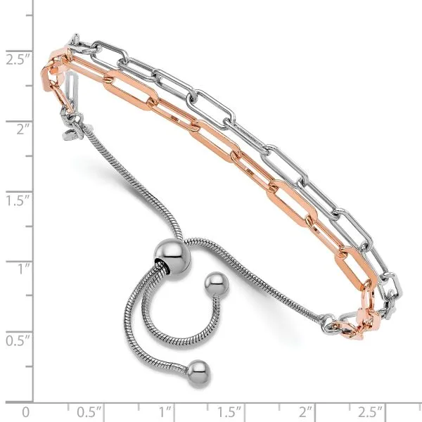 Leslie's Sterling Silver Rh-p & Rose-tone 2-strand Bolo Bracelet Image 2 Spencer's Jewelers Athens, GA