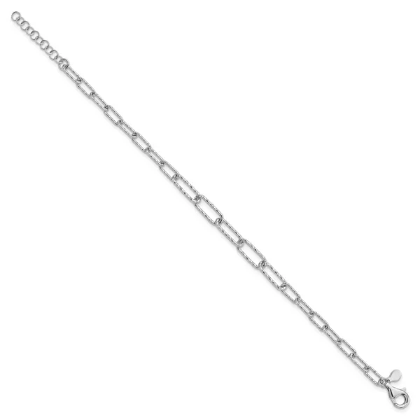 Leslie's Sterling Silver RH-plated Dia-cut Link w/1in ext. Bracelet Image 2 Fairfield Center Jewelers Fairfield, CT