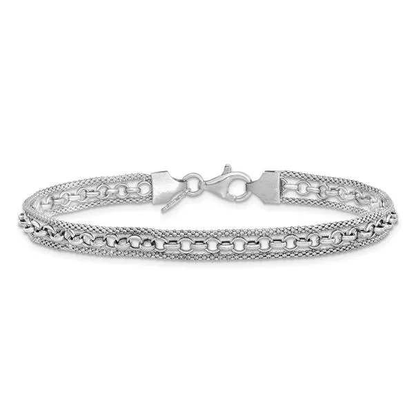 Leslie's Sterling Silver Rhodium-plated Polished Fancy Bracelet Image 3 Mitchell's Jewelry Norman, OK