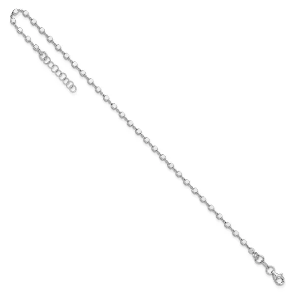 Leslie's Sterling Silver Rh-plated Polished Cube Link with 1in. ext. Anklet Image 2 Spencer's Jewelers Athens, GA