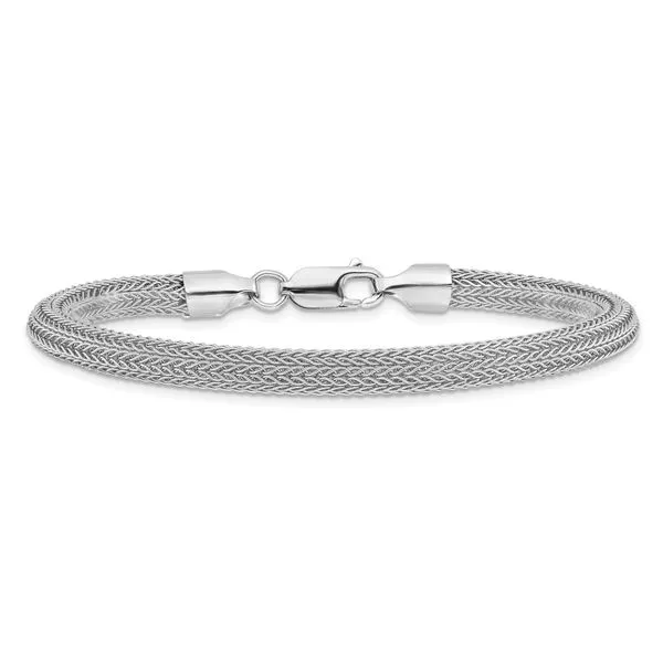 Leslie's Sterling Silver Rhodium-plated Polished Mesh Woven Bracelet Image 3 Spencer's Jewelers Athens, GA