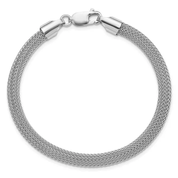 Leslie's Sterling Silver Rhodium-plated Polished Mesh Woven Bracelet Image 4 Spencer's Jewelers Athens, GA