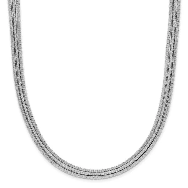 Leslie's Sterling Silver Rhodium-plated Textured 3-Strand Necklace Spencer's Jewelers Athens, GA