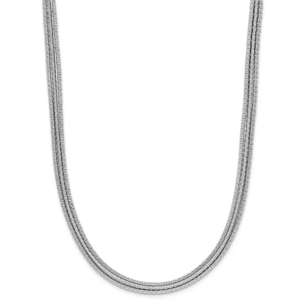 Leslie's Sterling Silver Rhodium-plated Textured 3-Strand Necklace Image 2 Spencer's Jewelers Athens, GA