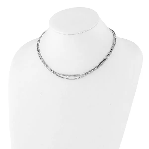 Leslie's Sterling Silver Rhodium-plated Textured 3-Strand Necklace Image 4 Spencer's Jewelers Athens, GA