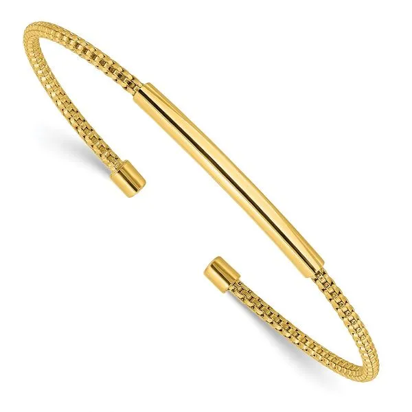 Leslie's Sterling Silver Gold-plated Polished and Textured Cuff Bracelet Spencer's Jewelers Athens, GA