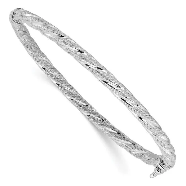 Leslie's Sterling Silver Rh-plated Polished and Textured Twisted Hinged Ban Spencer's Jewelers Athens, GA