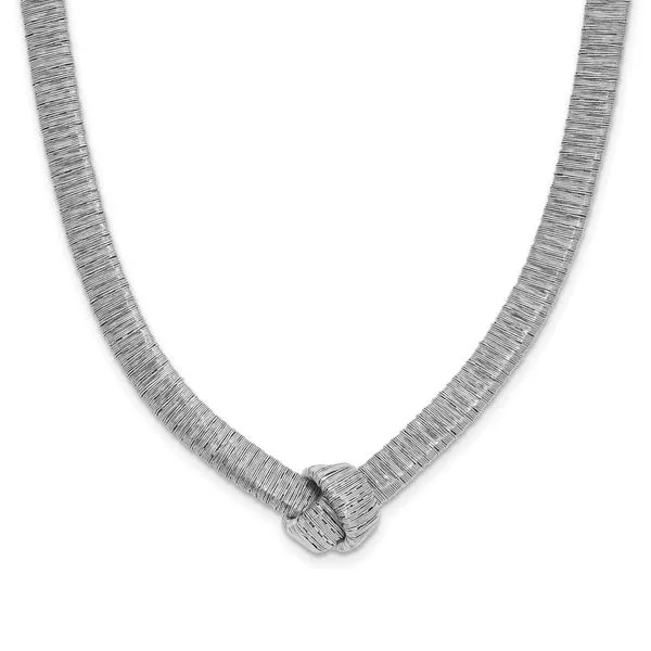 Leslie's Sterling Silver Rhod-plat Texture Wrapped Knot w/2in ext. Necklace Jewelry Design Studio Jensen Beach, FL