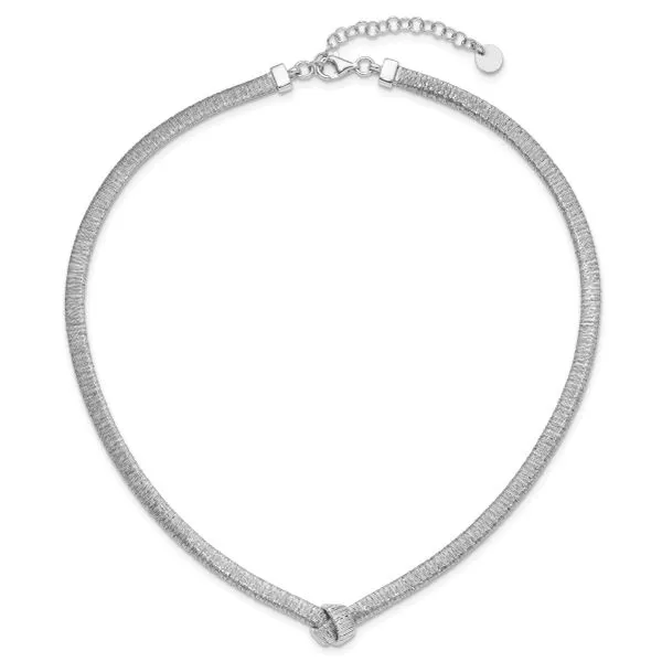 Leslie's Sterling Silver Rhod-plat Texture Wrapped Knot w/2in ext. Necklace Image 4 Johnson Jewellers Lindsay, ON
