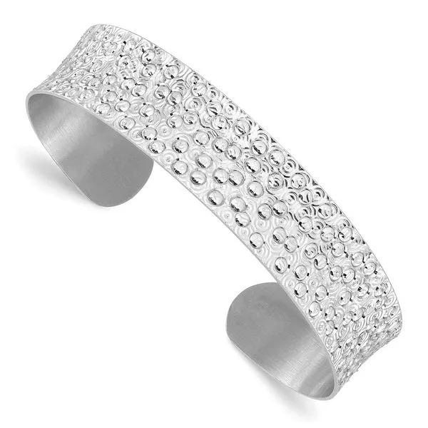 Leslie's Sterling Silver Rhodium-plated Textured Bangle Diny's Jewelers Middleton, WI