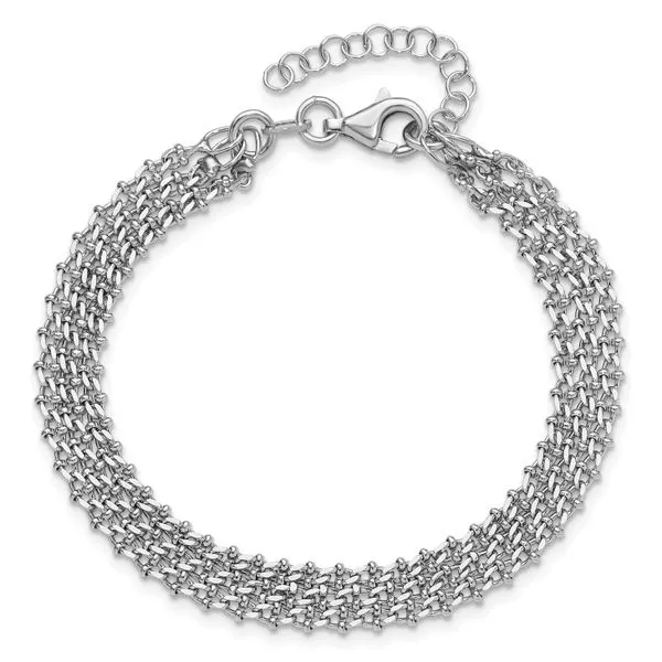 Leslie's Sterling Silver Rh-plated Polished 3-Strand w/1in ext. Bracelet Image 4 Spath Jewelers Bartow, FL