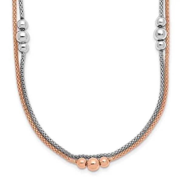 Leslie's Sterling Silver Rhodium and Rose-tone w/1.75in ext. Necklace Delfine's Jewelry Charleston, WV