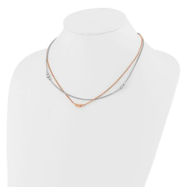 Leslie's Sterling Silver Rhodium and Rose-tone w/1.75in ext. Necklace Image 3 Barnett Jewelers Jacksonville, FL