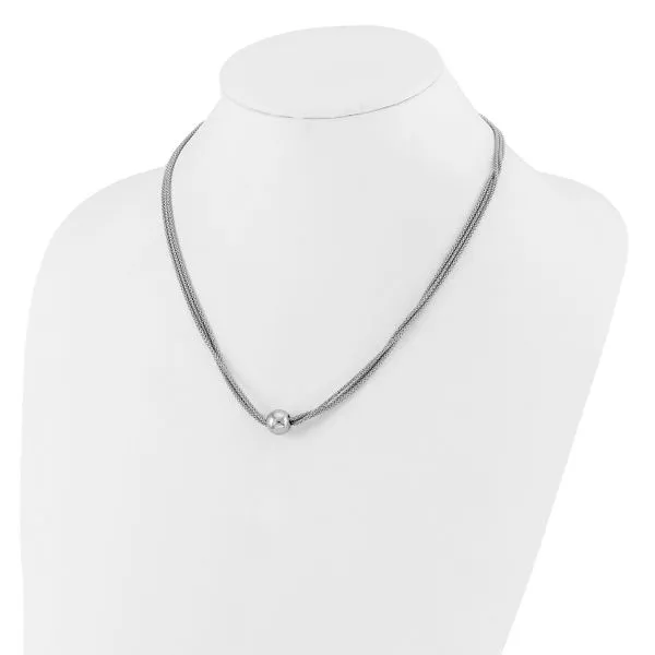 Leslie's Sterling Silver RH-plate Polished 3-Strand Bead w/2in ext. Necklac Image 3 G.G. Gems, Inc. Scottsdale, AZ