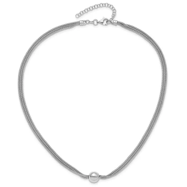 Leslie's Sterling Silver RH-plate Polished 3-Strand Bead w/2in ext. Necklac Image 4 G.G. Gems, Inc. Scottsdale, AZ