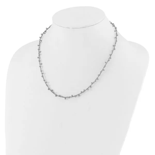 Leslie's Sterling Silver Rhod-plated Polished Beaded w/3in ext. Necklace Image 3 Gaines Jewelry FLINT, MI