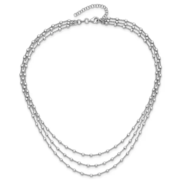 Leslie's Sterling Silver Rh-plated 3 Strand Beaded 16in w/2in ext. Necklace Image 4 Diny's Jewelers Middleton, WI