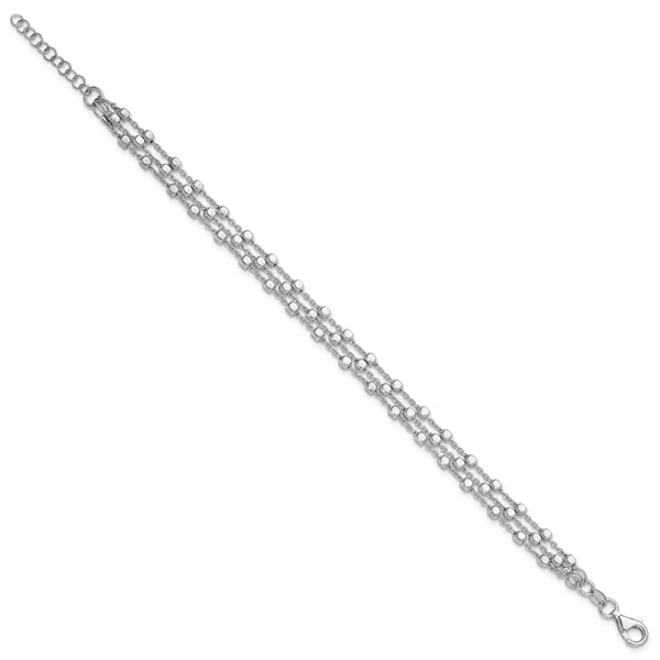 Leslie's Sterling Silver Rh-plated 3 Strand Beaded 7.5in w/1in ext. Bracele Image 2 Johnson Jewellers Lindsay, ON