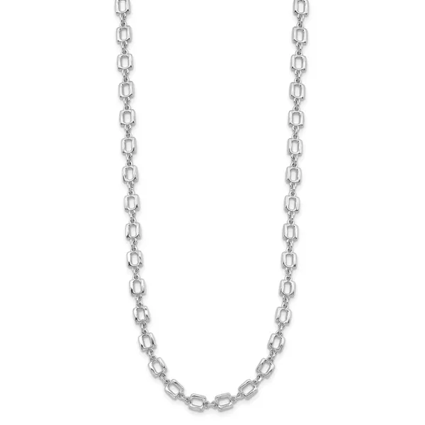 Leslie's Sterling Silver Rhodium-plated Square Link w/2in ext. Necklace Image 2 Leslie E. Sandler Fine Jewelry and Gemstones rockville , MD
