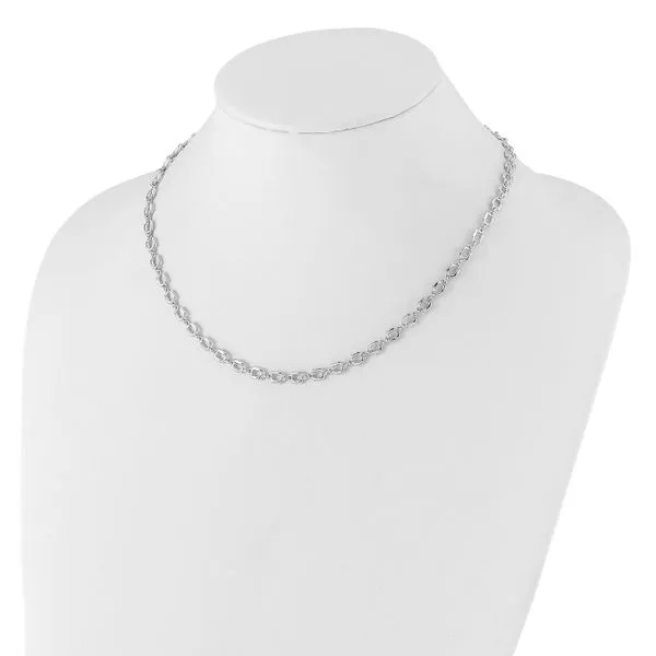 Leslie's Sterling Silver Rhodium-plated Square Link w/2in ext. Necklace Image 3 Jerald Jewelers Latrobe, PA