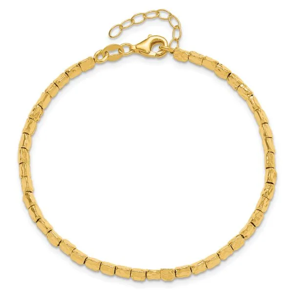 Leslie's Sterling Silver Gold-plated Polished/Hammered w/1in ext. Bracelet Image 4 Trenton Jewelers Ltd. Trenton, MI