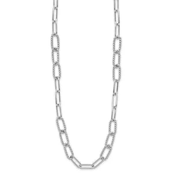 Leslie's Sterling Silver RH-plated Polished/Textured Fancy Link Necklace Image 2 Atlanta West Jewelry Douglasville, GA