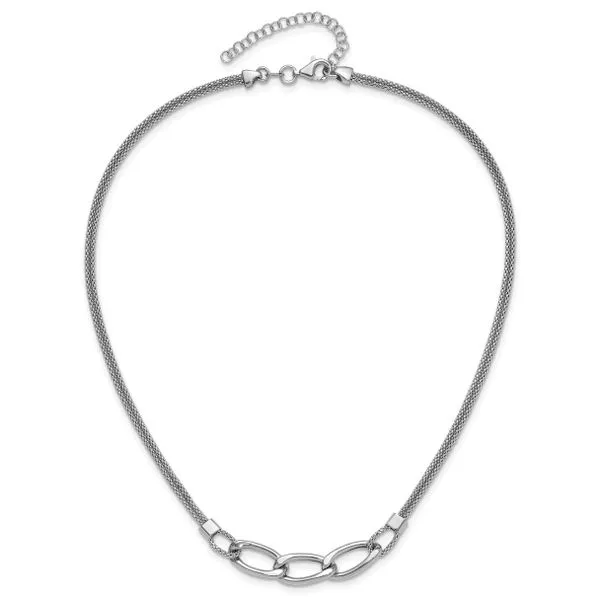 Leslie's Sterling Silver Rh-plat Polished Multi-Strand w/2in ext. Necklace Image 4 Boyd Jewelers Wesley Chapel, FL