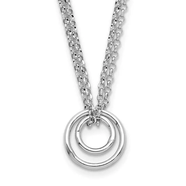 Leslie's Sterling Silver Rh-plat Polished 2-Strand Circle w/2in ext. Neckla Atlanta West Jewelry Douglasville, GA