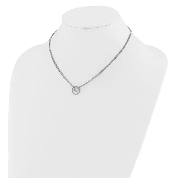 Leslie's Sterling Silver Rh-plat Polished 2-Strand Circle w/2in ext. Neckla Image 3 Atlanta West Jewelry Douglasville, GA